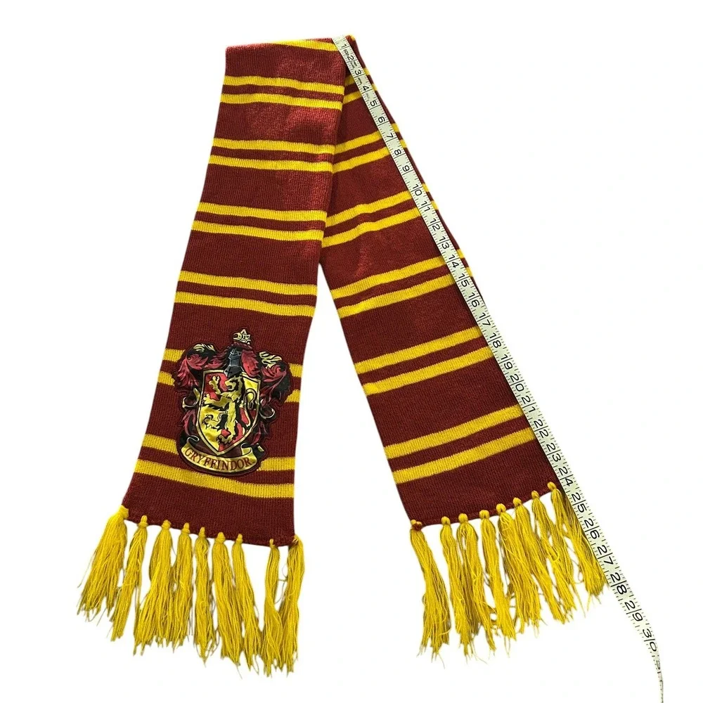 Harry Potter Gryffindor Scarf Burgundy Gold Striped Knit House Crest Tassel